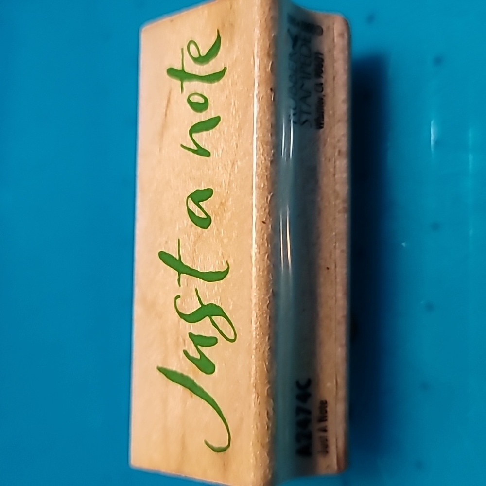 Just A Note Phrase Wooden Rubber Stamp